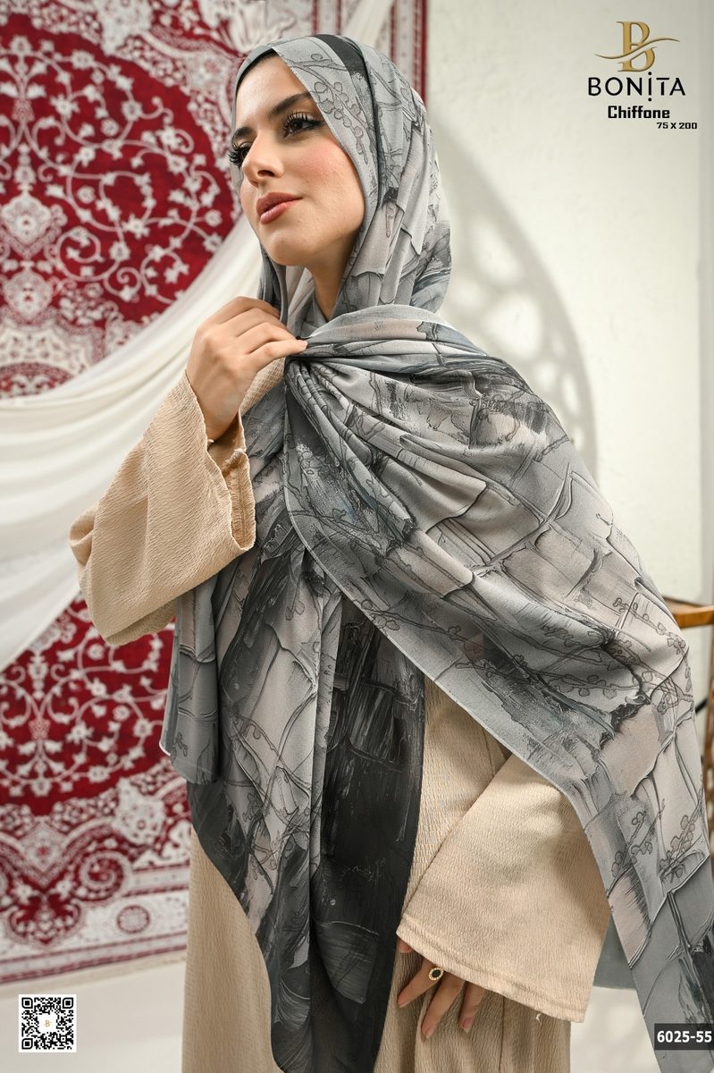 Châle crêpe chiffon marbré