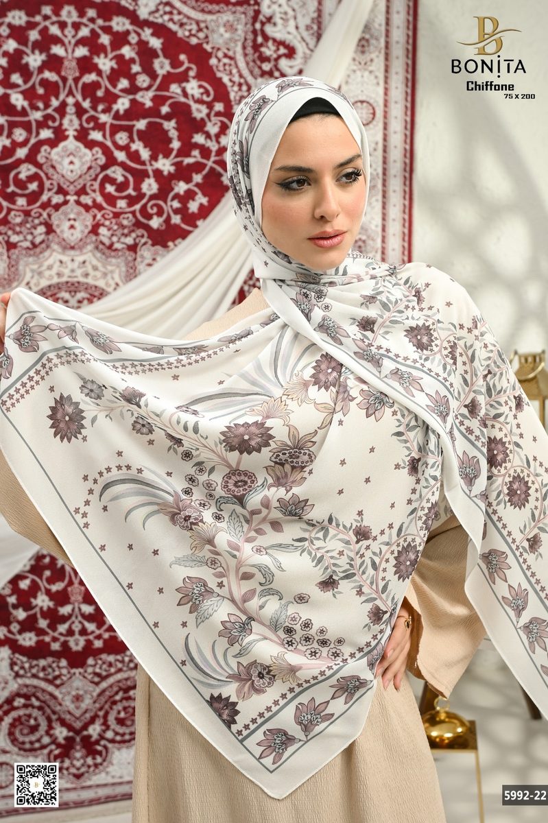 Châle crêpe chiffon blanc